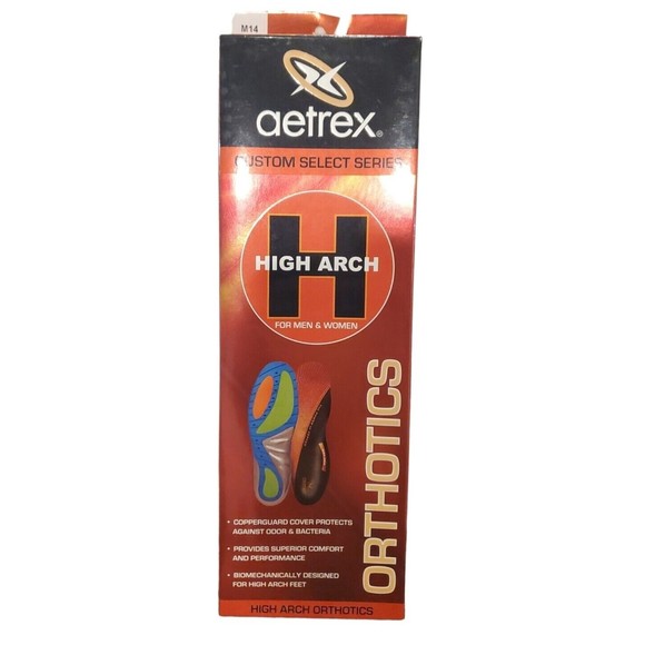 Aetrex Foot Insoles Size 14 Orthotics High Arch Custom Select Series New Mens